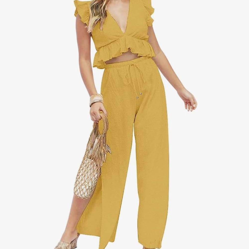 Vibrant Yellow Wide-Leg Jumpsuit with Relaxed Fit